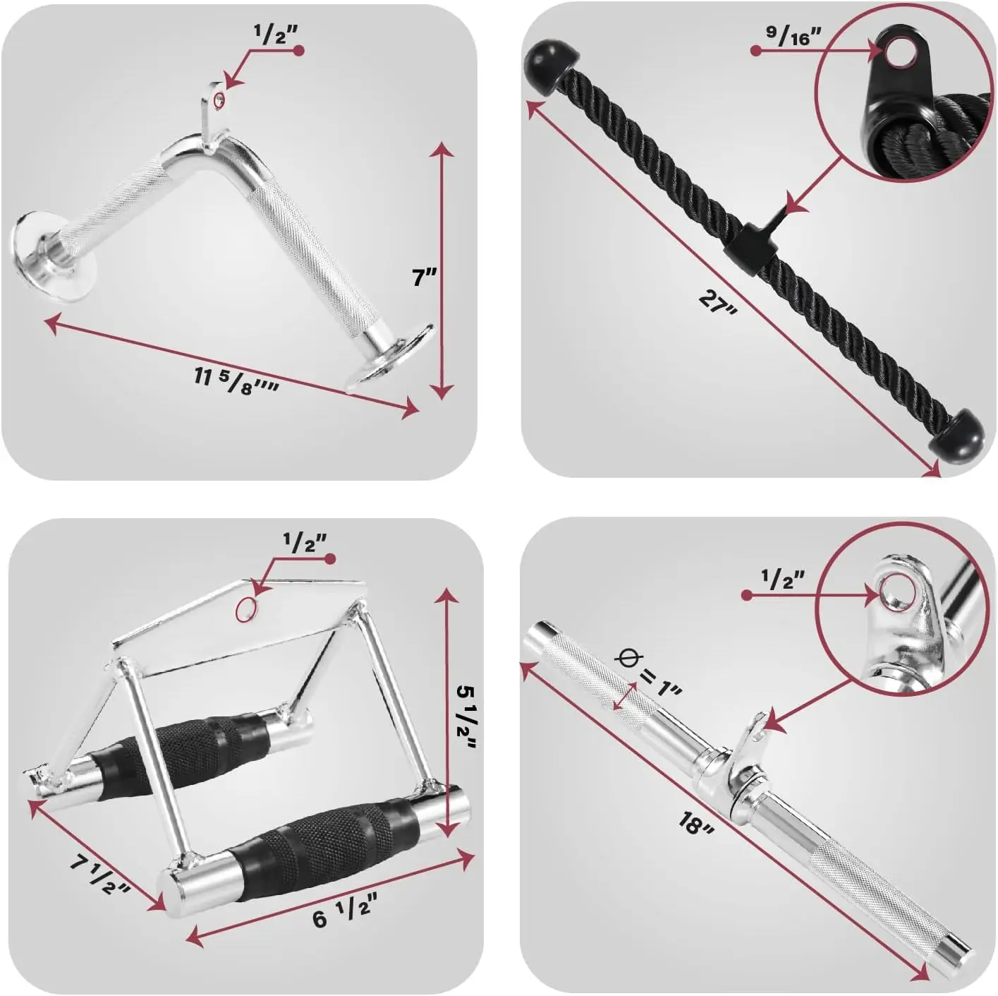 

Press Down Cable Machine Attachment Set, LAT Pulldown Attachment, Cable Machine Accessories for Home Gym