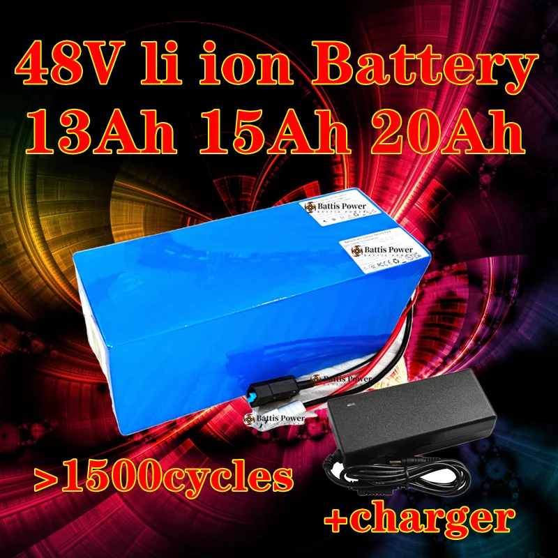 Batería Teswatts 48V 13Ah 15Ah 20Ah con BMS Vehículo de dos ruedas 13S para 500W 700W 1000w