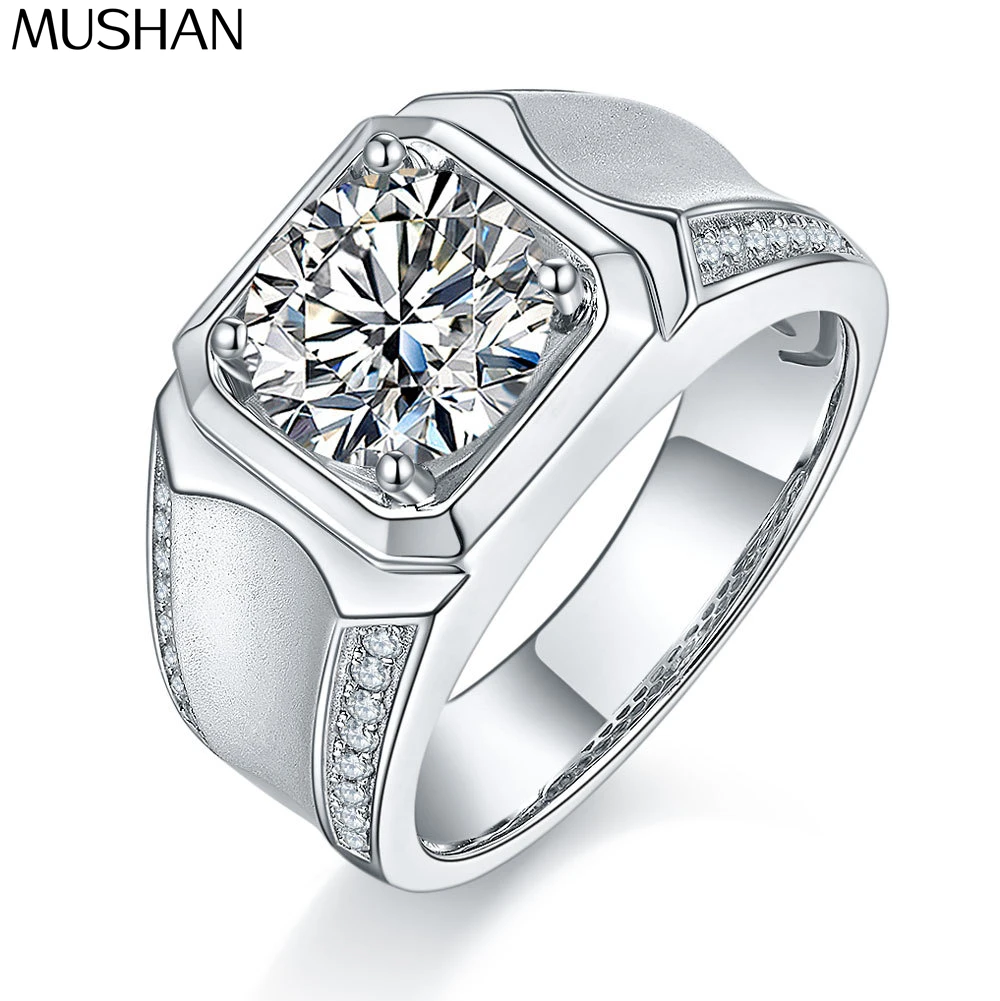 

MuShan Designer Jewelry 925 Sterling Silver Ring VVS Moissanite Promise Ring for Partner 18K Gold Plated MST Patent Jewellery