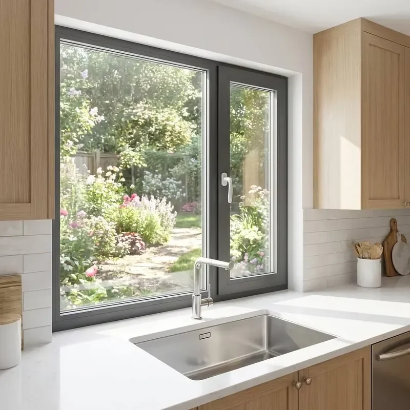 for Huacai Premium 88 Series Aluminum Casement Window Inner Opening Flush Design Tilt Rotary Window
