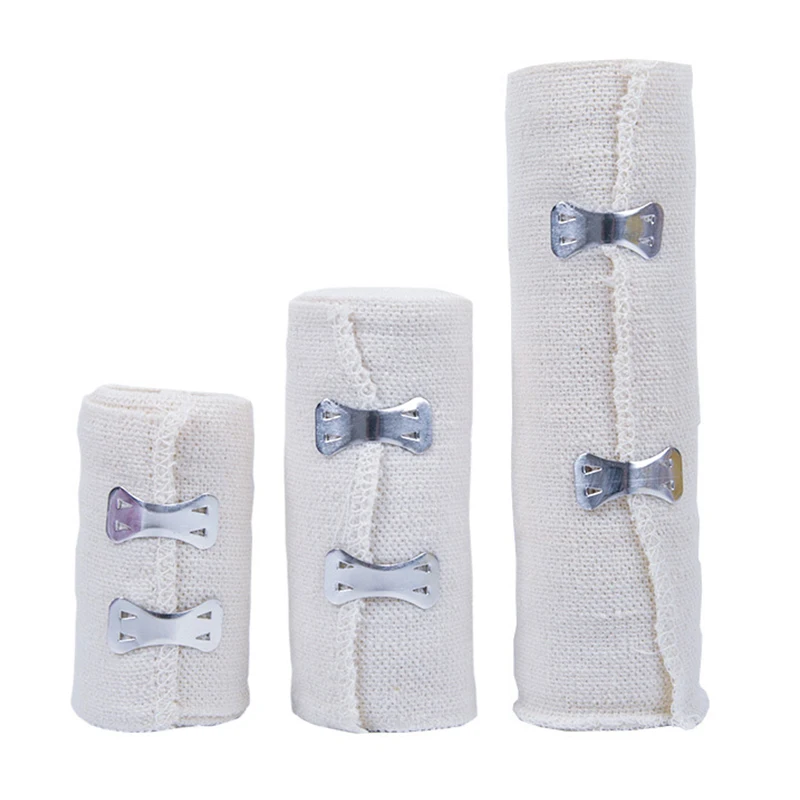 1Roll Elastic Compression Bandage Wrap With Hooks,Athletic Sport Support Tape For Ankle,Wrist,Arm,Leg Wound First Aid Measure