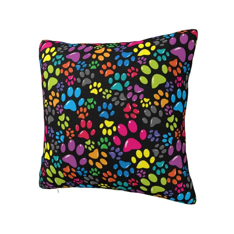 Colorful Animal Footprint Dog Paw Prints Cushion Cover 50x50 cm Polyester Throw Pillow Case Living Room Decoration Pillowslip