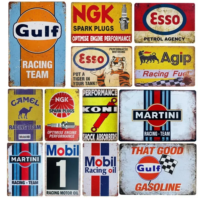 Shabby Chic Vintage Metal Tin Signs Gulf Esso Agip Man Cave Plate Motor Oil Garage Wall Decor Posters Motorcycle Garage