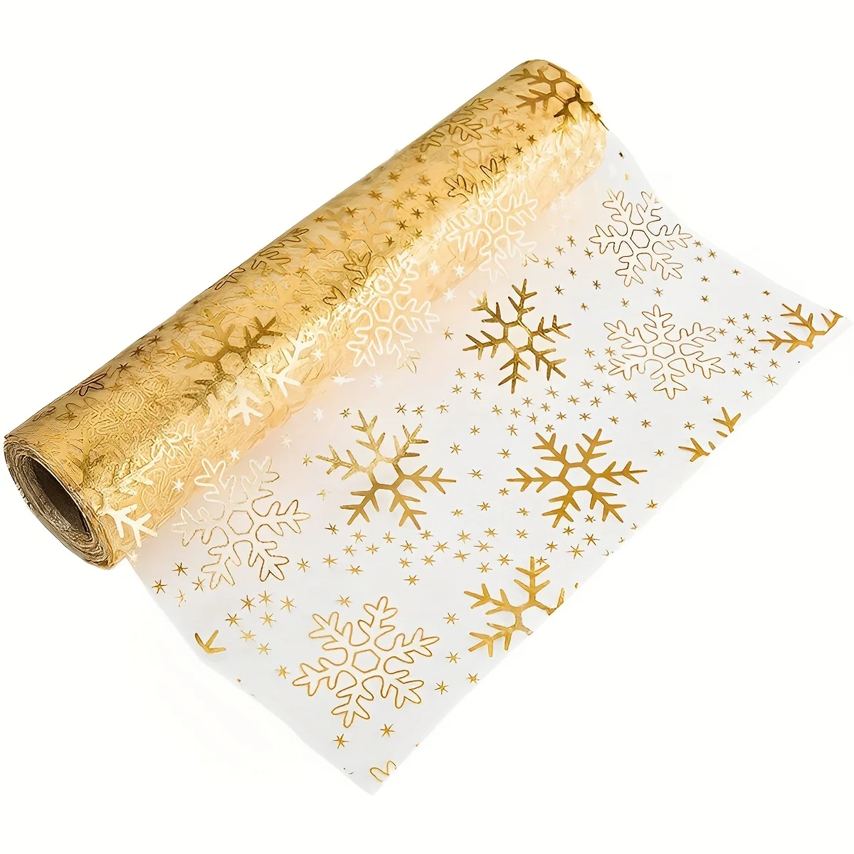 Elegant Table Runner Snowflakes in Gold (28 cm x 4.5 m) for Christmas and Advent Season, Festive Decoration for Special Occasion
