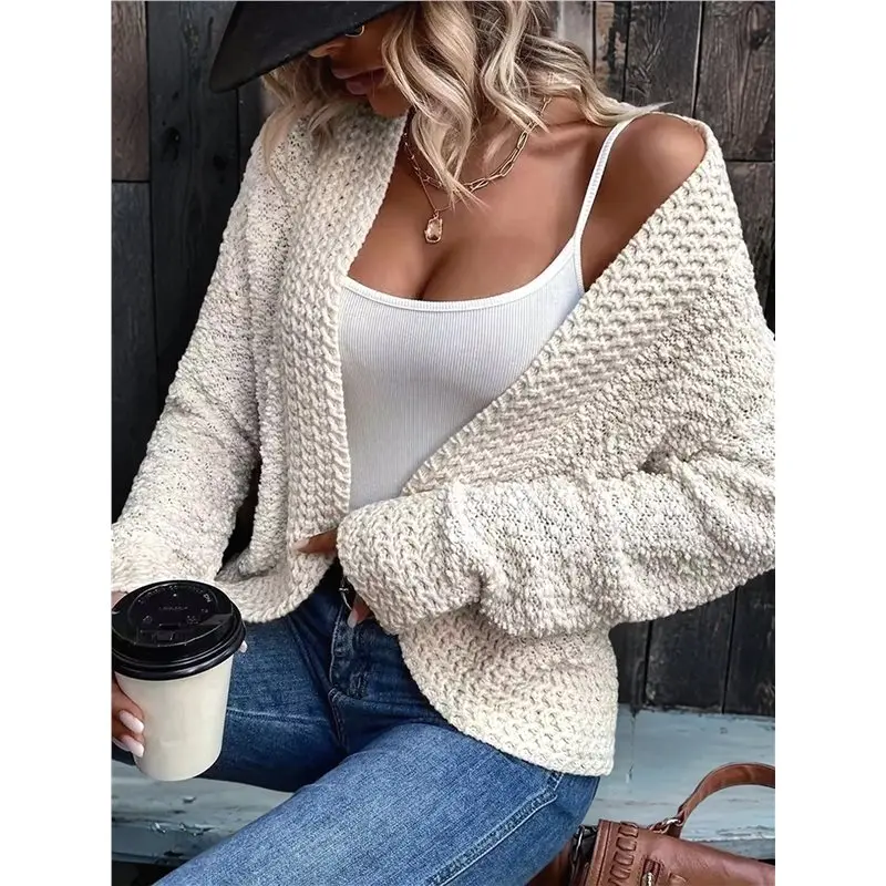 【BRAND NEW】Women's 2025 Fashion Casual Open Front Long Sleeve Chunky Knit Cardigan Sweaters Outerwear Coats