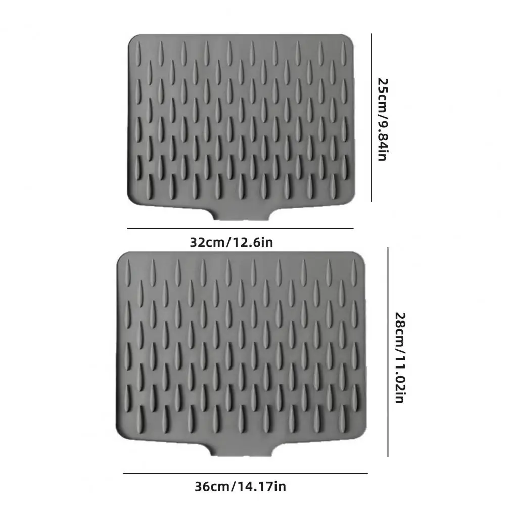 Silicone Dish Drying Rack Odor-free Sink Rack Silicone Slope Drain Mat for Drip-free Drying Heat-resistant Non-slip Kitchen