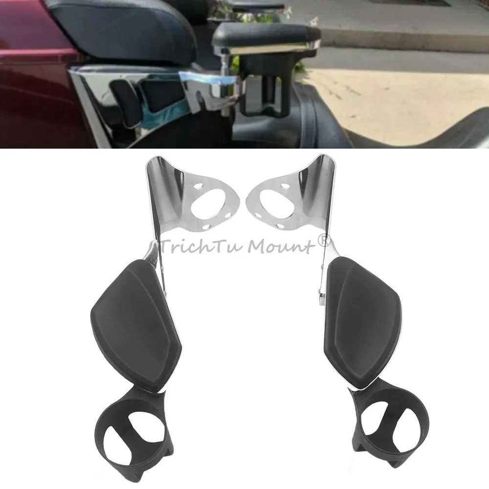 Motorcycle Passenger Armrests W/ Drink Holder For Harley Touring Electra Road Ultra  Tri Glides 2014-Up Accessories