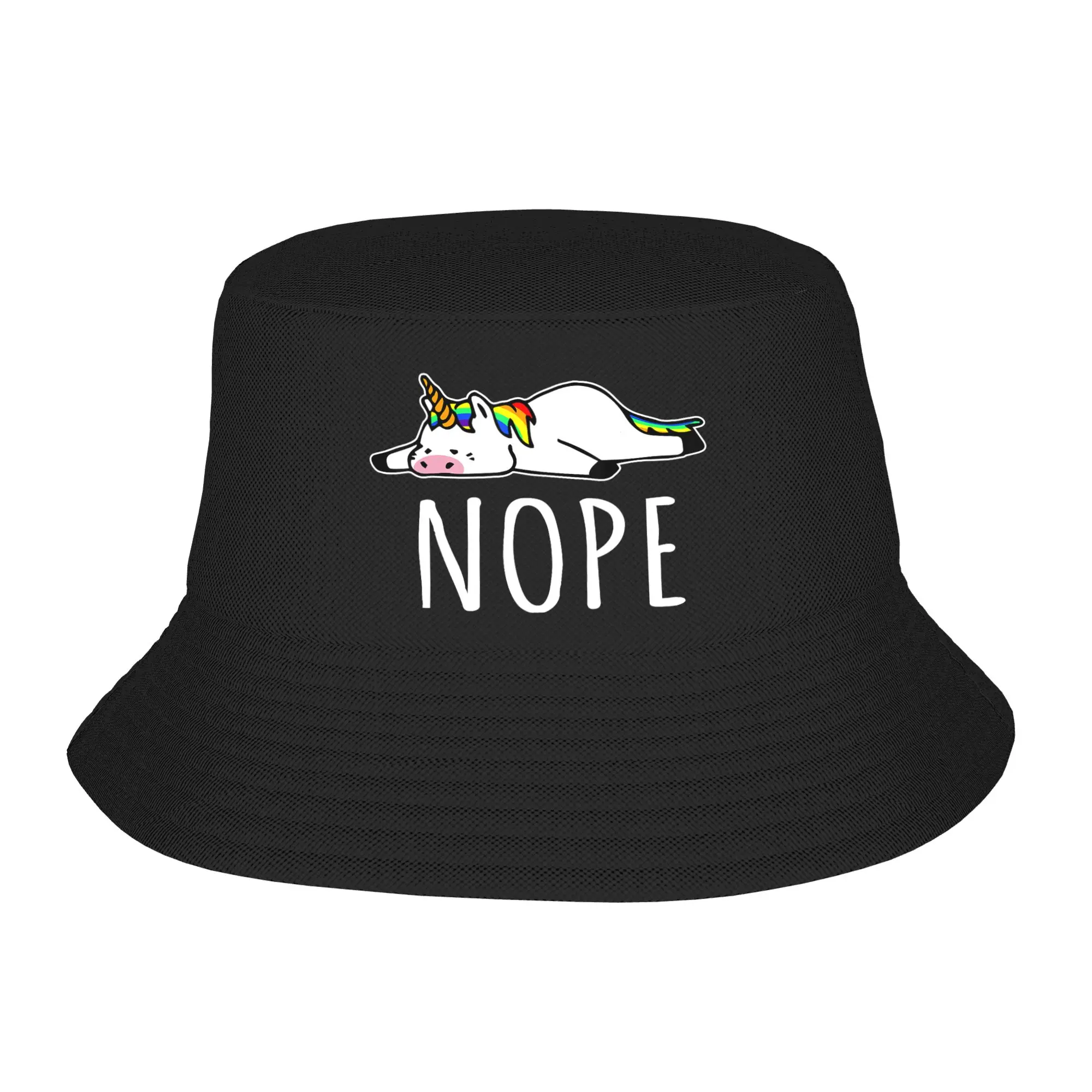 Nope Unicorn Nah Not Gonna  Bucket Hat Do It Funny Lazy Gift Fisherman Caps Personality Beach Travel Sun Hats For Men Women Cap