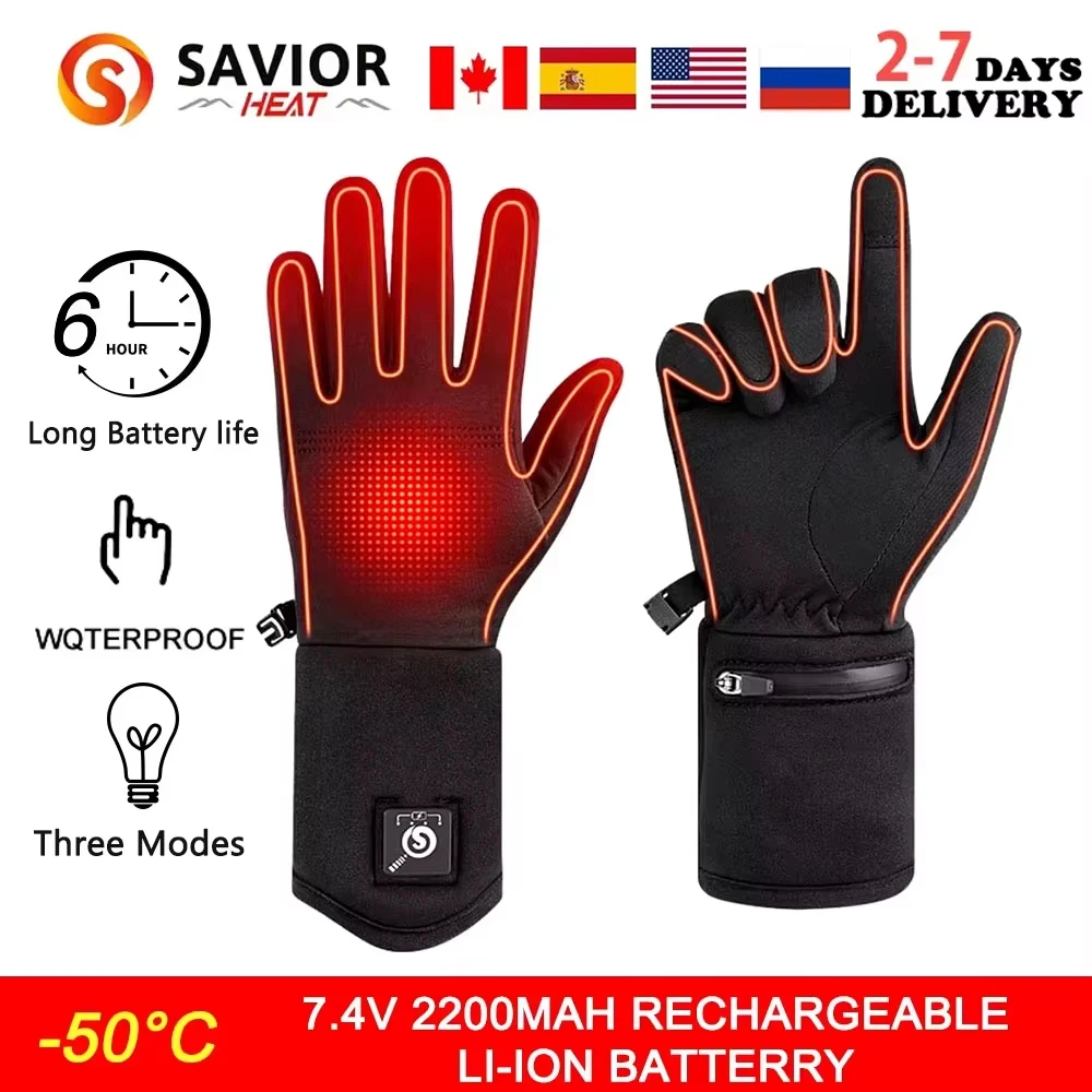 

Savior Heat Electric Heated Glove Liners for Men Women Rechargeable Battery Heating Riding Ski Snowboarding Cycling Thin Gloves