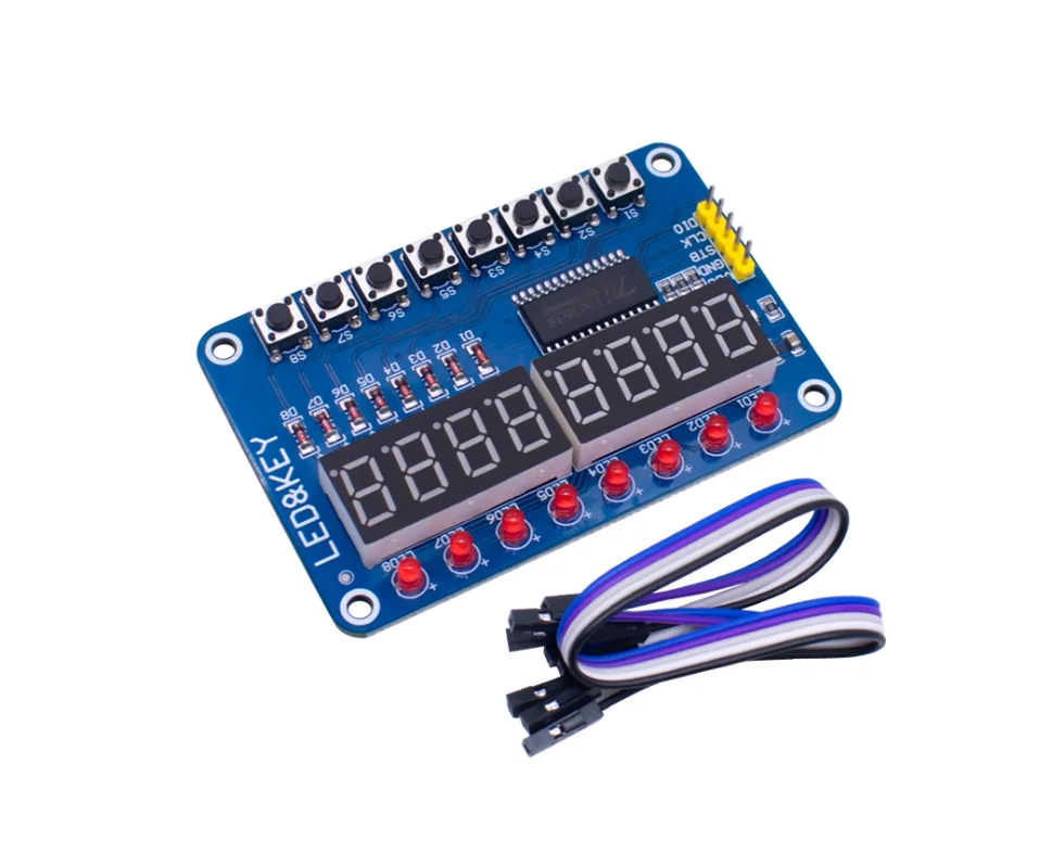 Módulo de exibição LED com teclado TM1638: display LED de 8 dígitos com teclado, compatível com Ardiuno/51