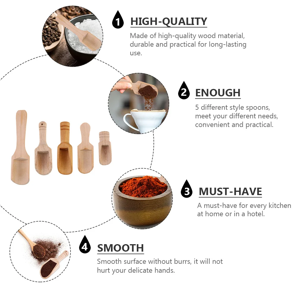 

10Pcs Wooden Salt Smooth Wood Tea Scoop for Seasoning Salt Spices Coffee Flour Kitchen Gadget Cooking Utensil