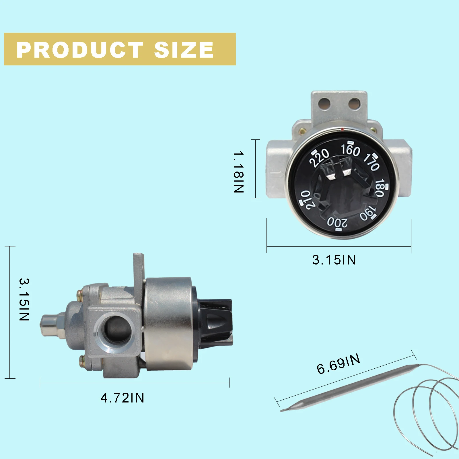 صمام لولبي Thermostatic Valve Temperature Controller 160‑220℃ for LPG Natural Gas Deep Fryer Replacement Parts الغاز والوقود — تفصيل 1
