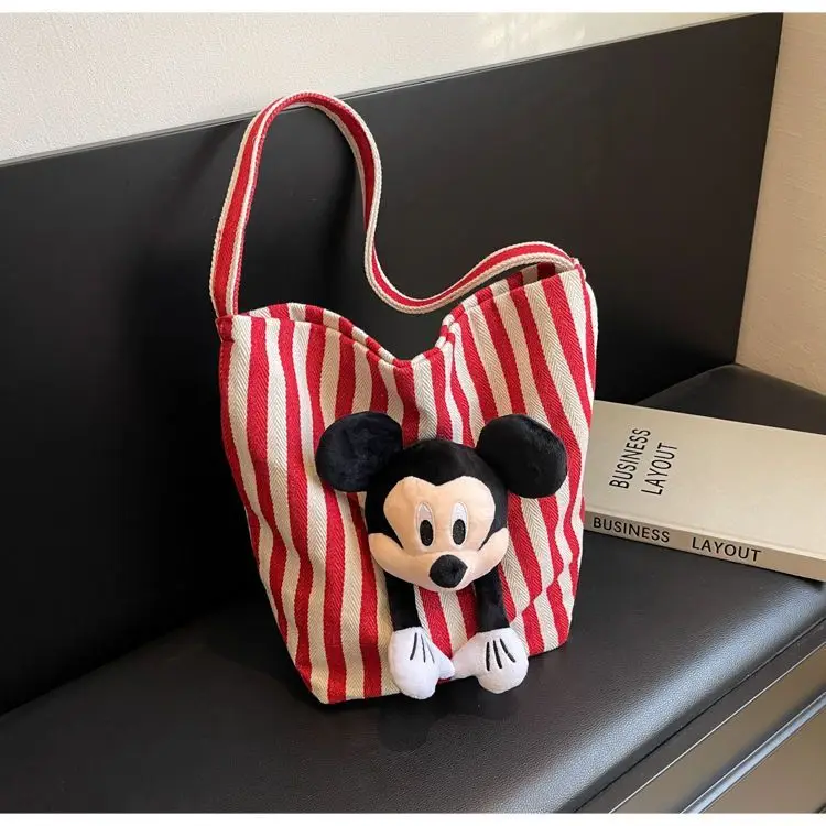 

MINISO Large Capacity Mickey Doll Handbag Cute Anime One-shoulder Women Lovely Doll Commuter Bucket Bag Kawaii Gifts Toys