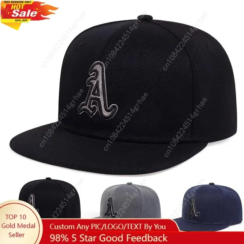 

Men Gothic Letter A Embroidered Hip Hop Hat Flat-brimmed Hat Outdoor Sport Adjustable Sunscreen Leisure Hat Spring Autumn Travel
