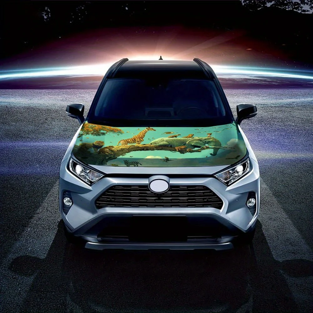 Waldtierwelt Autohaubenaufkleber, Vinyl-Grafikaufkleber, zeigt einen leistungsstarken Sinn