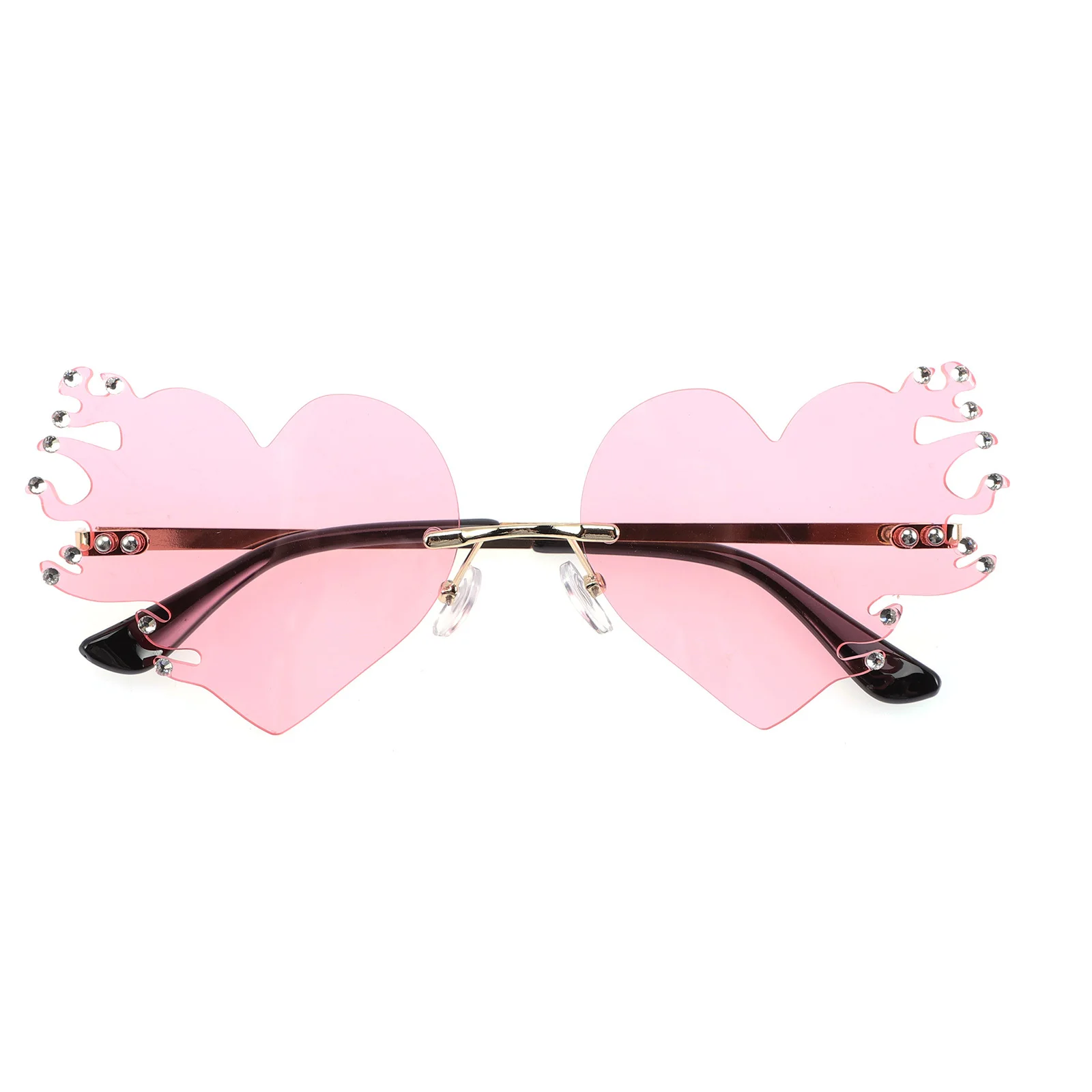 

Heart Shaped Sunglasses Trendy Rimless Diamond Embellished Lightweight Perfect for Festival Party Bachelorette Summer Outdoor