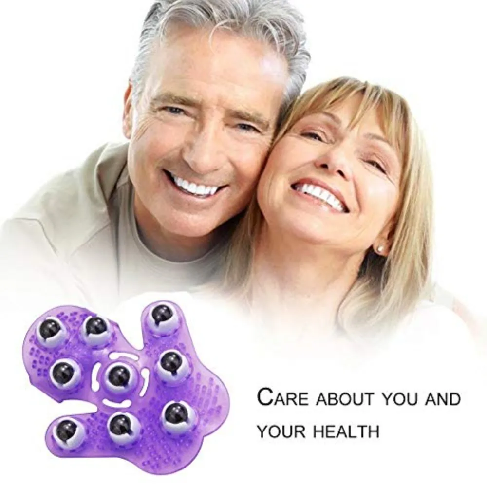 

Palm Shaped Massage Glove with 9 Metal Roller 360-degree Body Massager Acupoint Massage Relieve Fatigue Massage Brush