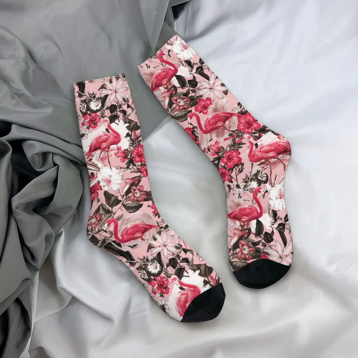 جوارب فلامنغو والزهور، جوارب هاراجوكو فائقة النعومة لجميع المواسم، إكسسوارات جوارب طويلة لهدايا عيد الميلاد للجنسين