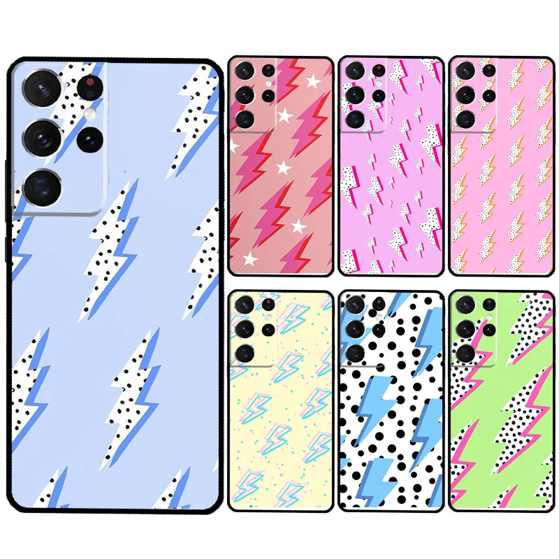 

Lightning Polka Dots Star Cute Case For Samsung Galaxy S23 S22 S24 Ultra Note 20 10 S8 S9 S10 Plus S20 FE S21 FE Cover