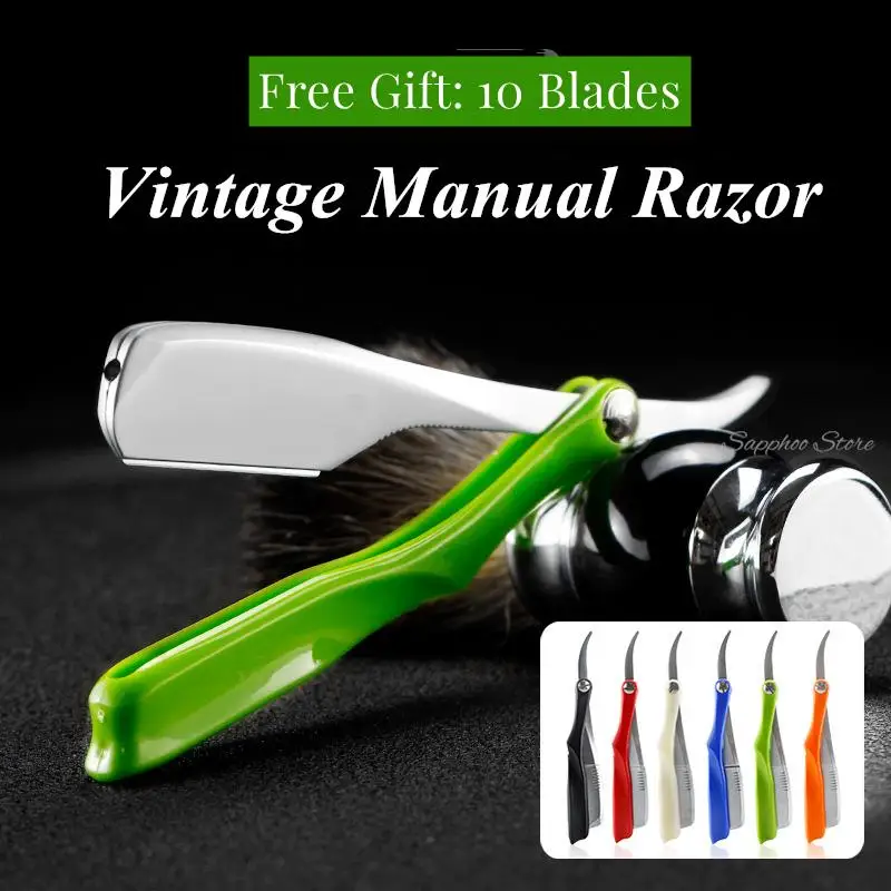 Pro Salon Hair Shaving Razor Zinc Alloy Folding Razor ABS Handle Shaving Eyebrow Shaving Hairdressing With Free 10 Blades