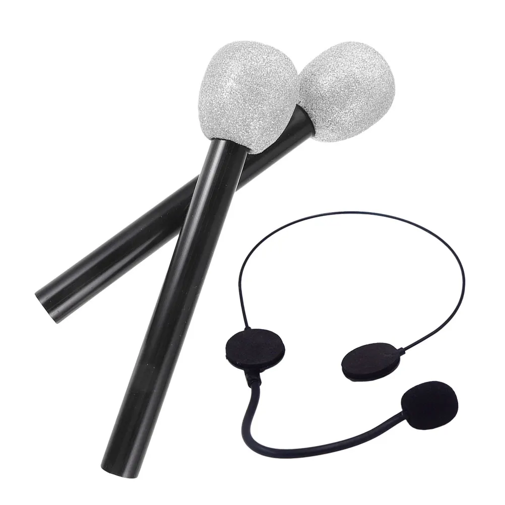 

1set Simulation Microphone Props Kids Toy Pretend Play Plastic Child Party Favor Stage Performance Decor Glitter Fun