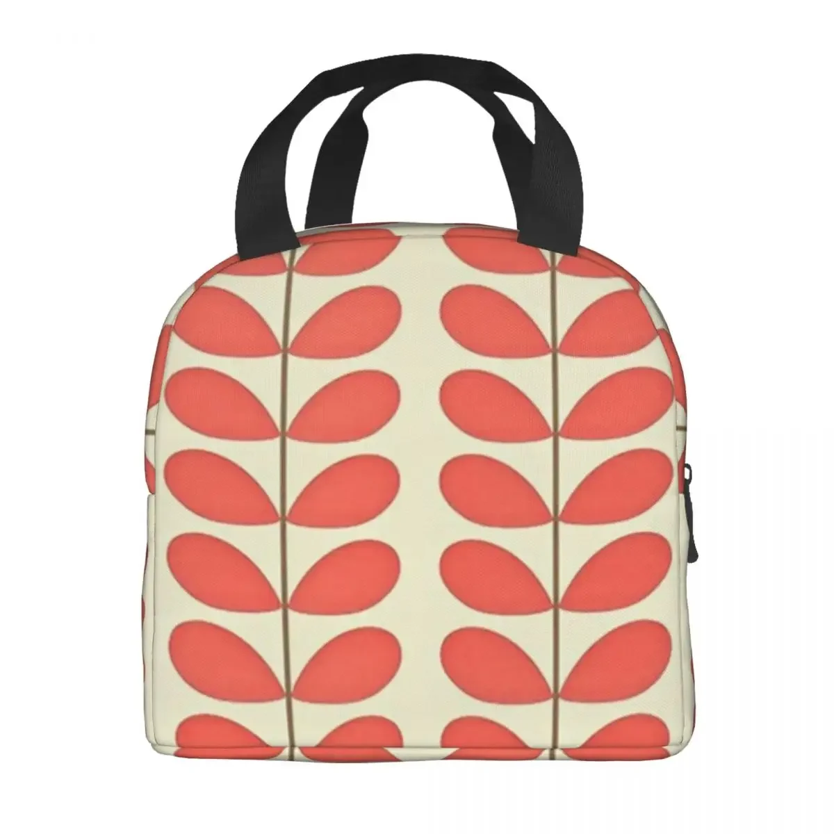 Red Color Multi Stem Orla Kiely Insulated Lunch Bag Women Scandinavian Flowers Lunch Tote for Outdoor Camping Travel Food Box