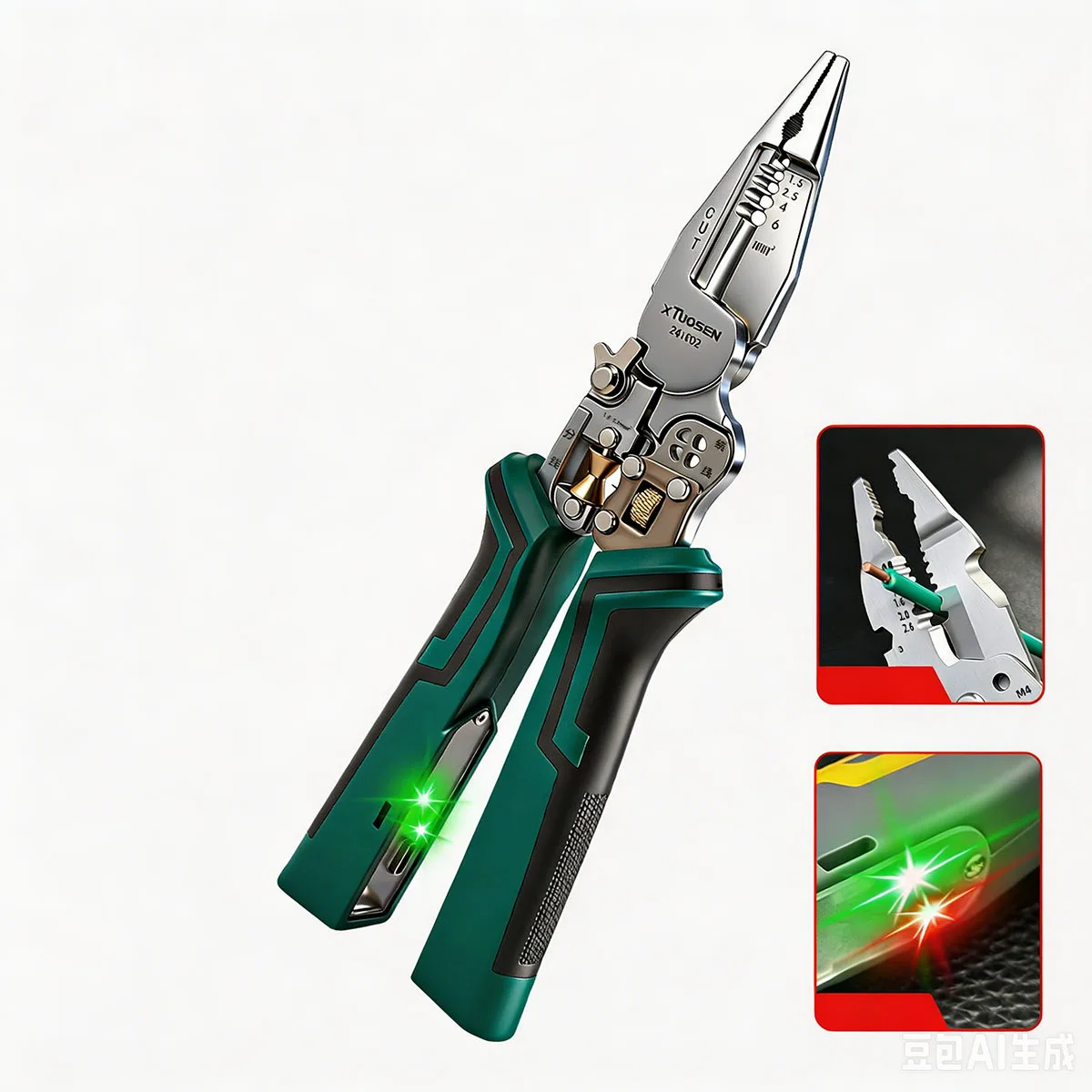 10 in 1 Multifunctional Wire Strippers Pliers with Voltage Tester Electrical Cable Cutter Crimper Stripping Tool for Electrician