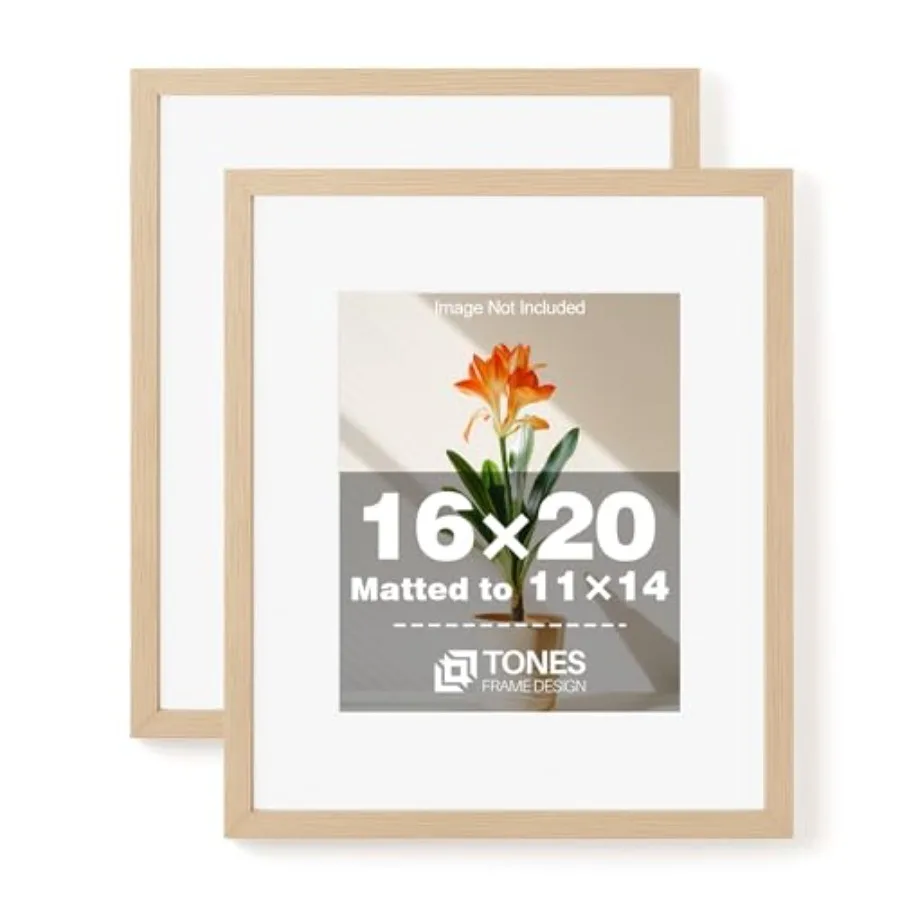 

Набор из 2 рамок 16x20 дюймов, с матовым покрытием 11x14 дюймов, из массива дерева с отделкой под шпон, с ударопрочным плексигласом, деревянные, 16x20 дюймов
