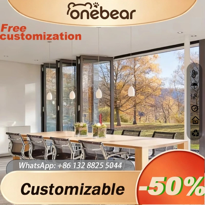 Any Size Custom Modern Low E Glass Exterior Bifold Folding Door Aluminum Frame For Bedroom Kitchen Living Room