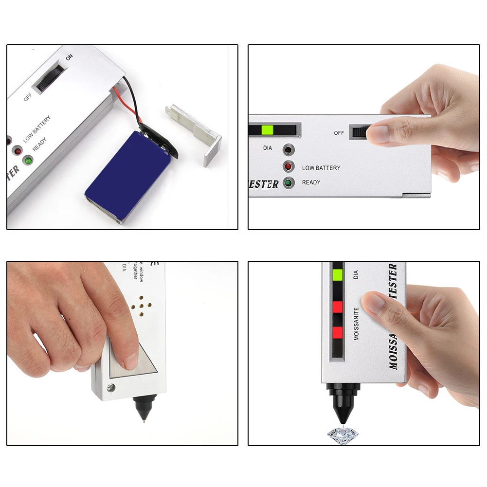 Jewelry testing tool with LCD and LED indicator portable moissanite hardness tester for accurate gemstone detection