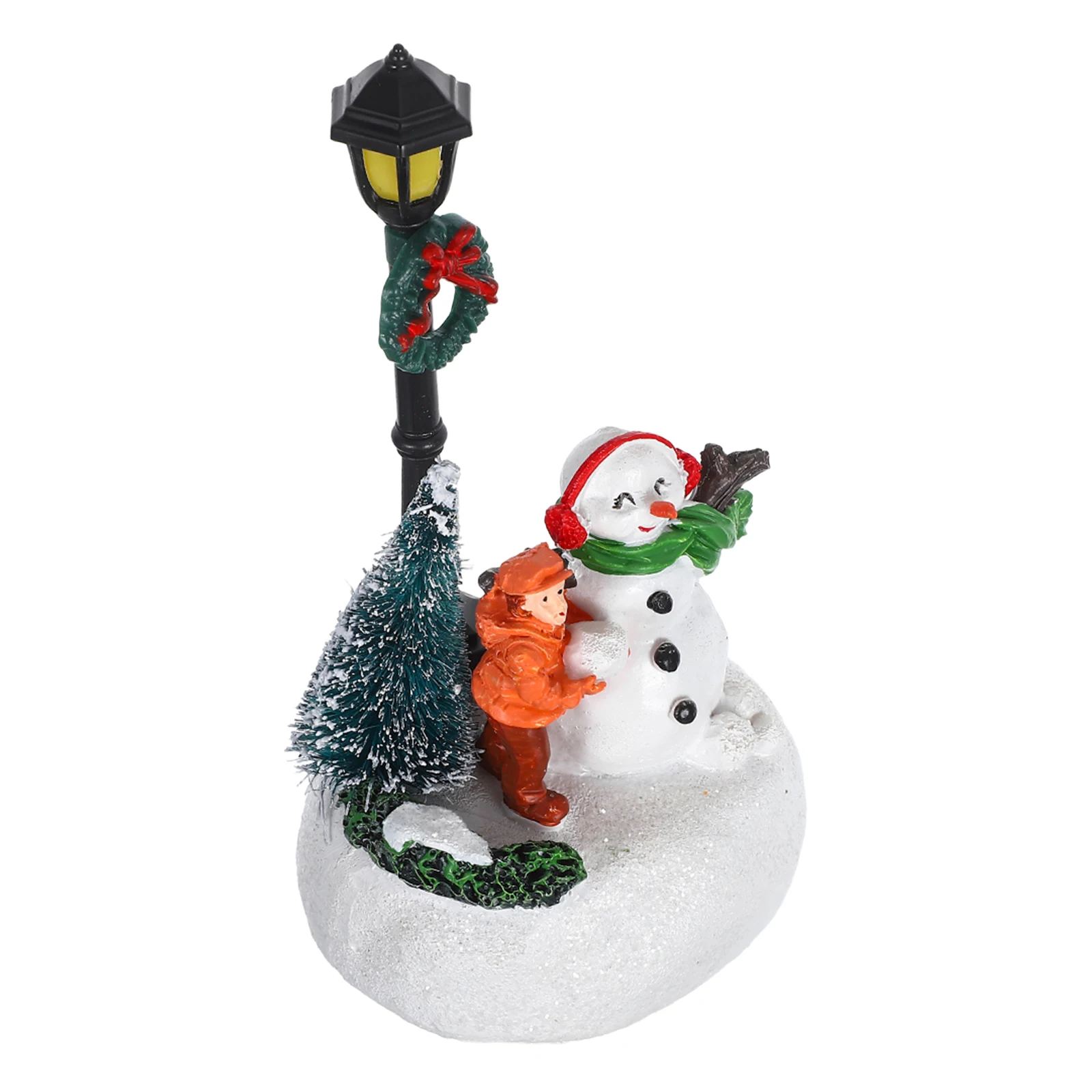 

Glowing Christmas Resin Snowman Statue Led Lamppost Operated Tabletop Decoration Indoor Fireplace Bookshelf Santa Claus