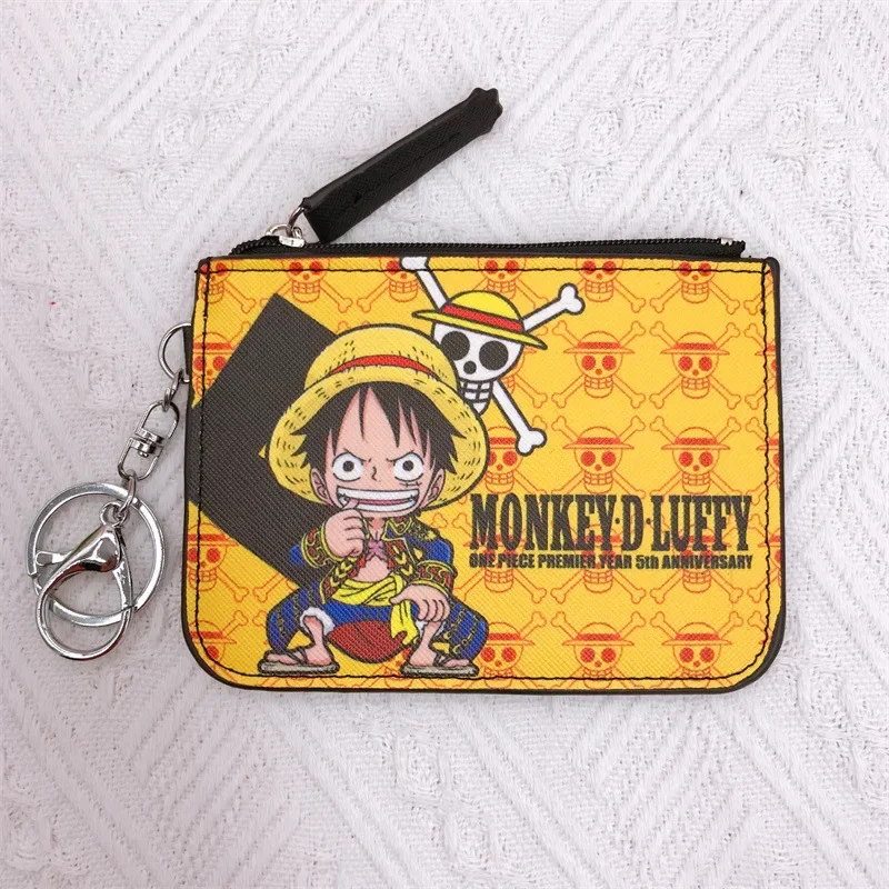 Anime One Piece Cartoon Bag Luffy Zoro Leather Card Holder Cute Coin Purse Monkey D Luffy PU Cartoon Anime Wallet Keychain Gifts