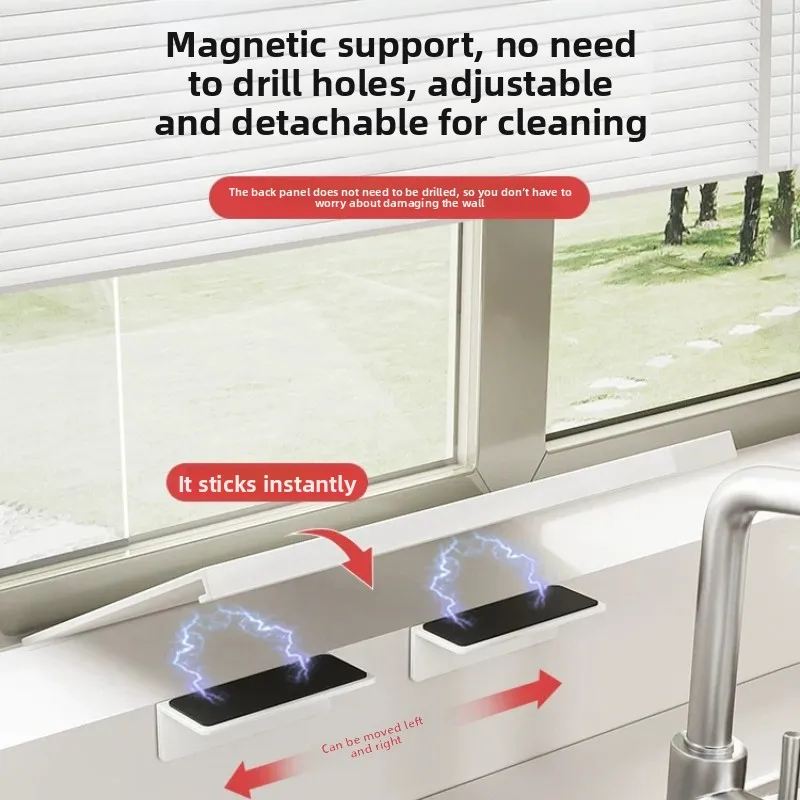 Kitchen Windowsill Storage Extension Board,Non Perforated Magnetic Storage Rack,Multifunctional Countertop,Widened Storage Plate