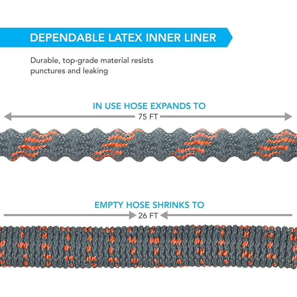 Imagem -04 - Hydrotech-mangueira Expansível do Jardim 75 ft Mangueira de Água Flexível à Prova de Explosão Peso Leve Durável Núcleo Reforçado do Látex Assim