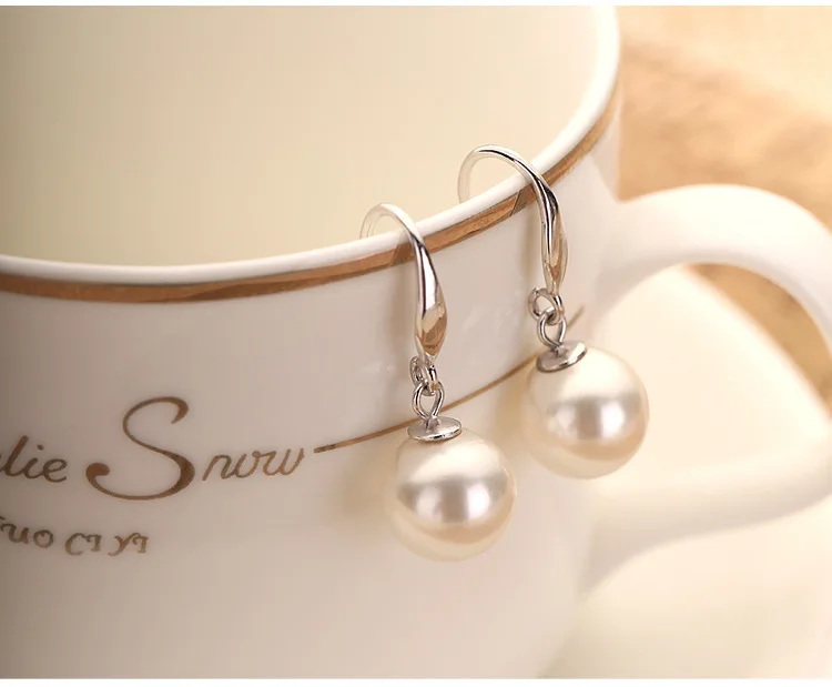

925 Sterling Silver Earrings for Women New Design Lovely Girls Christmas Gift Statement Jewelry Pearl Earrings