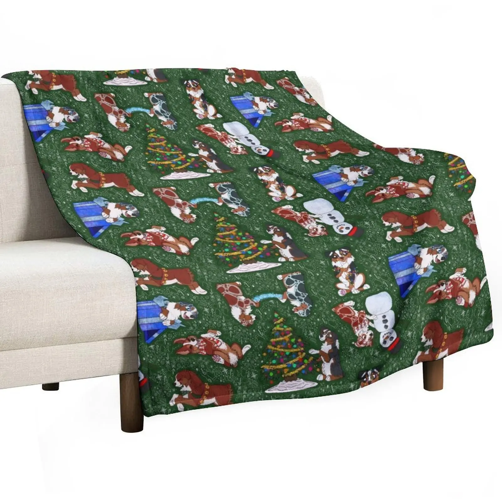 

Miniature American Shepherd Christmas Pattern Throw Blanket Luxury Throw Decorative Throw sofa bed Blankets