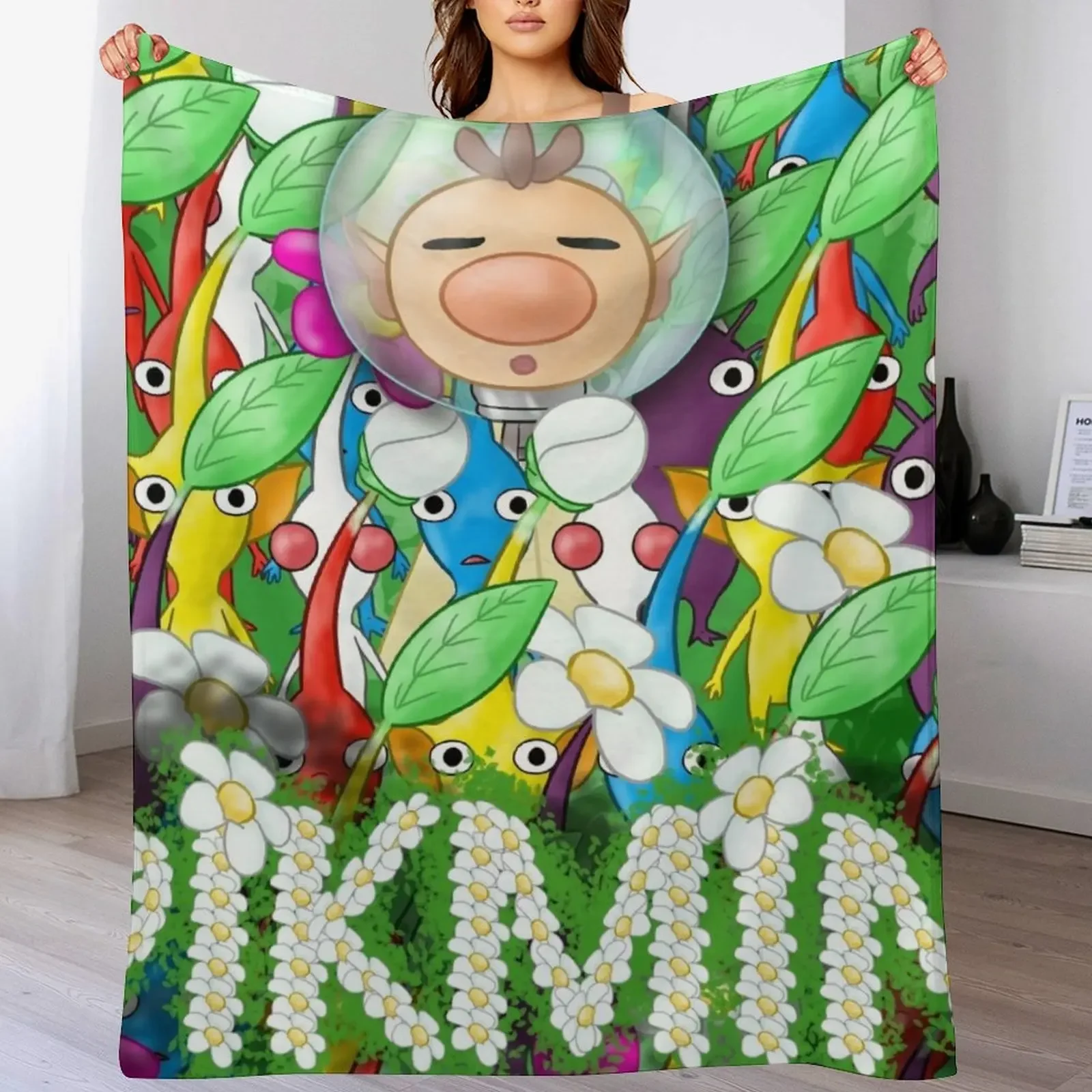 PIKMIN - Crowded Olimar Throw Blanket Compact Warm Blanket for Car Road Trip
