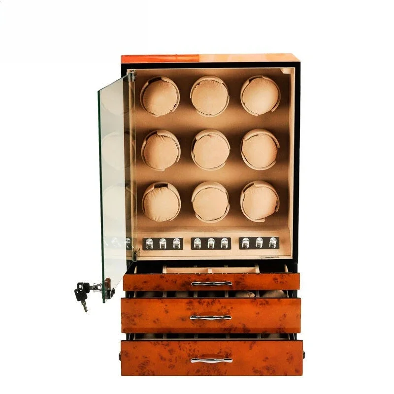 9 table positions + small drawers, watch shaker motor box, mechanical watch display storage, jewelry box.
