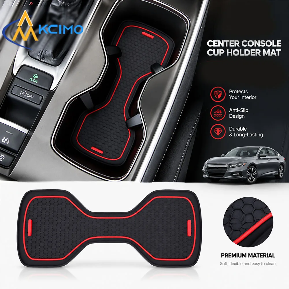 Center Console Cup Holder Mat For Honda Accord Tenth Generation 2017-2022 Anti Slip Rubber Car Interior Storage Box Liner Pad