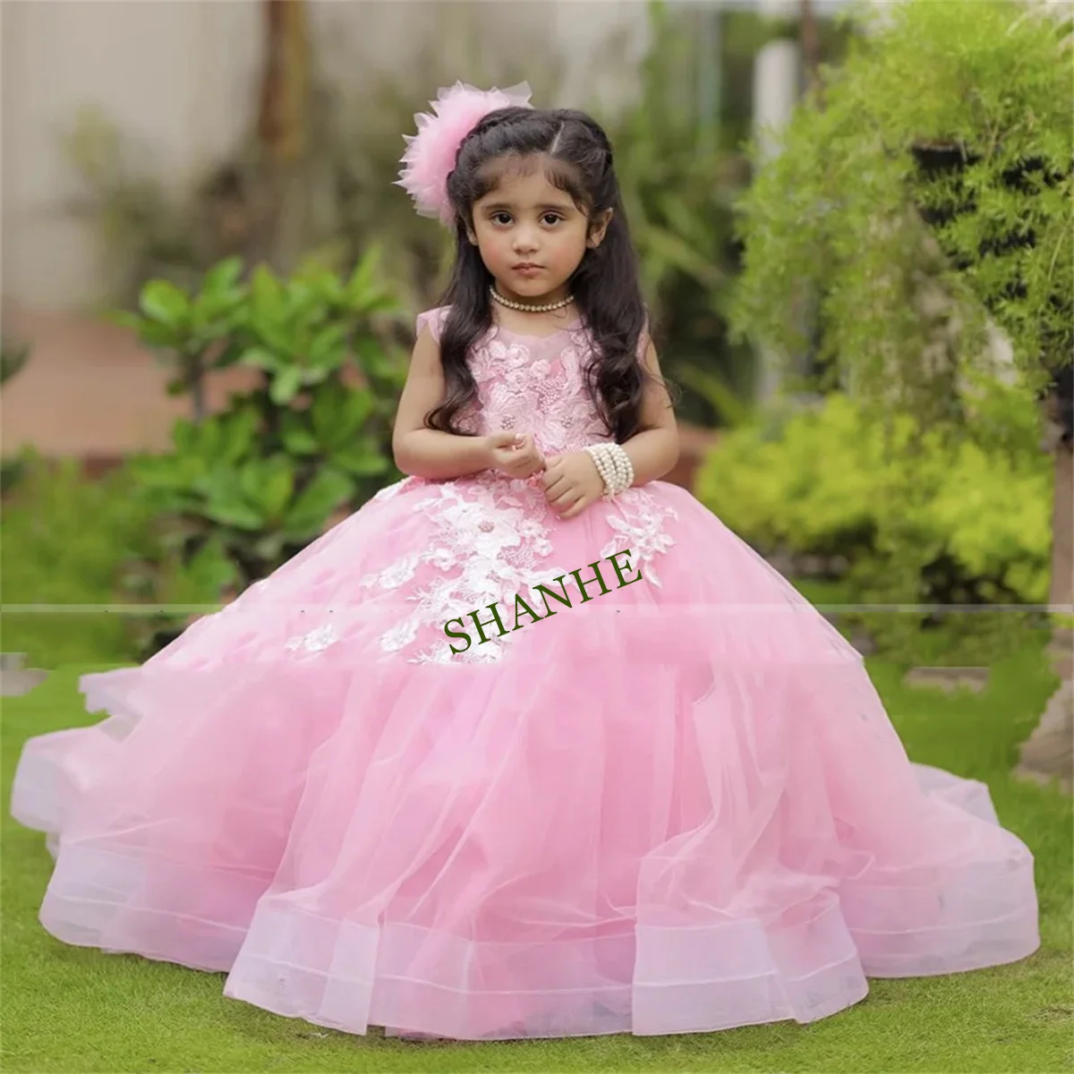 CustomizedPink Flower Girl Dresses 2023 Girls Junior Bridesmaid Dress Puffy Party Dresses Formal Princess Gowns For Wedding Part