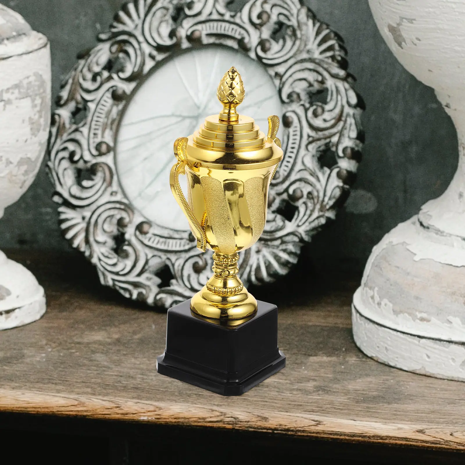 Gold Trophy Plastic Award Prize Multi-Function for Competitions Rewards Soccer Party Desktop Decoration