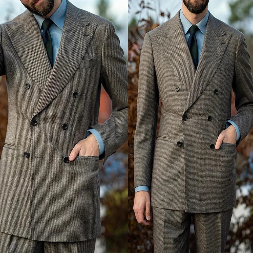 

Autumn Winter New Woolen Men's Suit 2 piece Set Tailored suit jacket suit pants Beige Black Men's business suit 2025 NEW