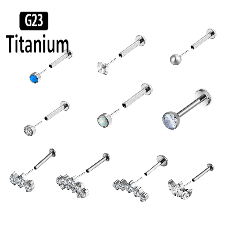ASTM F136 Titan Labret Stud Gewindeloser Push-Pin Tragus Helix Conch Septum Flat Back 16G Lippenring Ohrring Ohrpiercing Schmuck