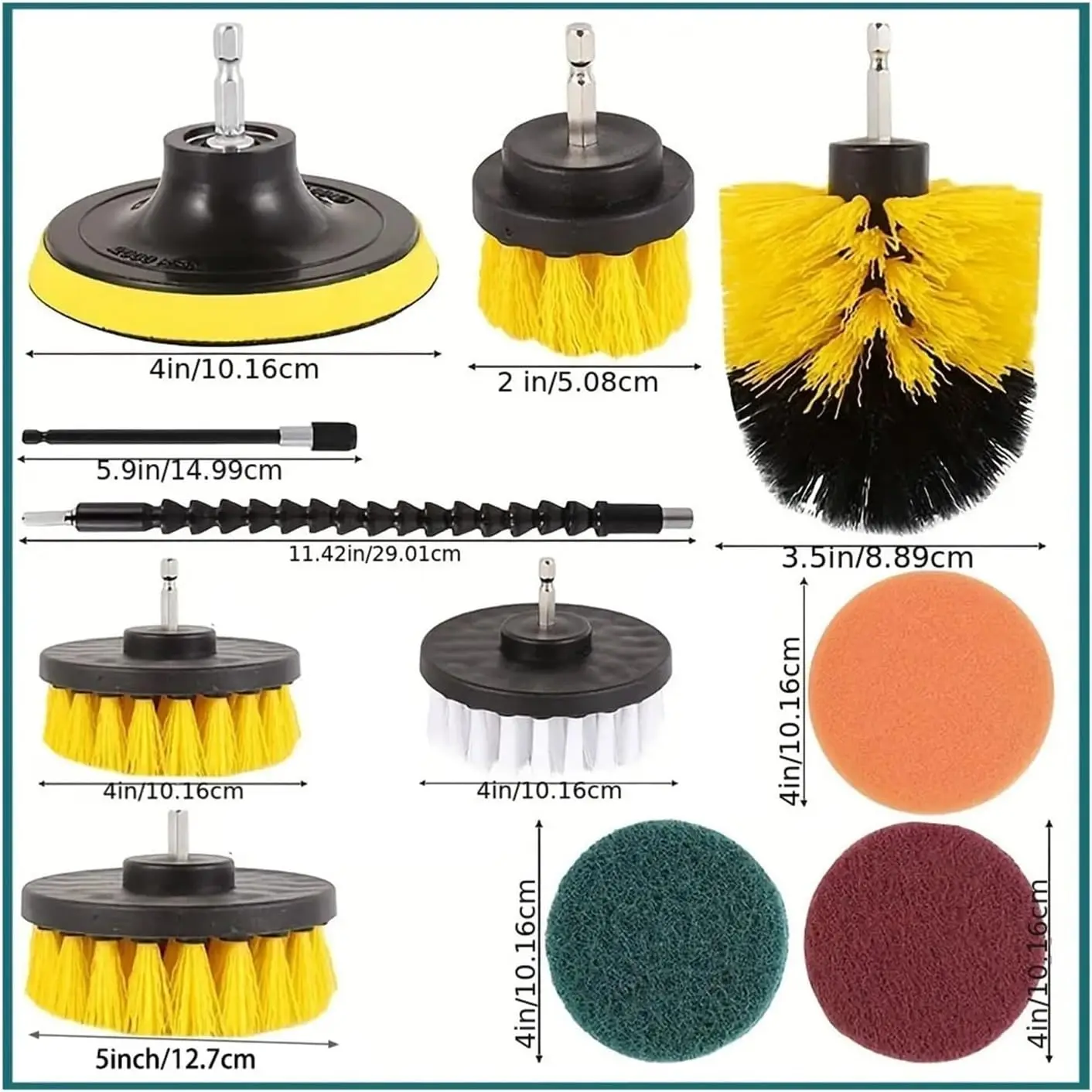 Drill Brush Set For Cleaning - Power Scrubber Brush Pad Sponge Kit With Extend Attachment For Bathroom, Car, Kitchen(25Pcs)