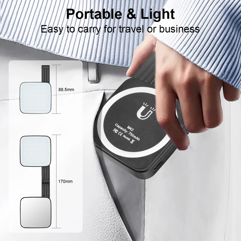 Magnetic Cell Phone Photography Fill Light Live Video Recording Mini Ultra-thin LED Selfie Beauty Pocket Light