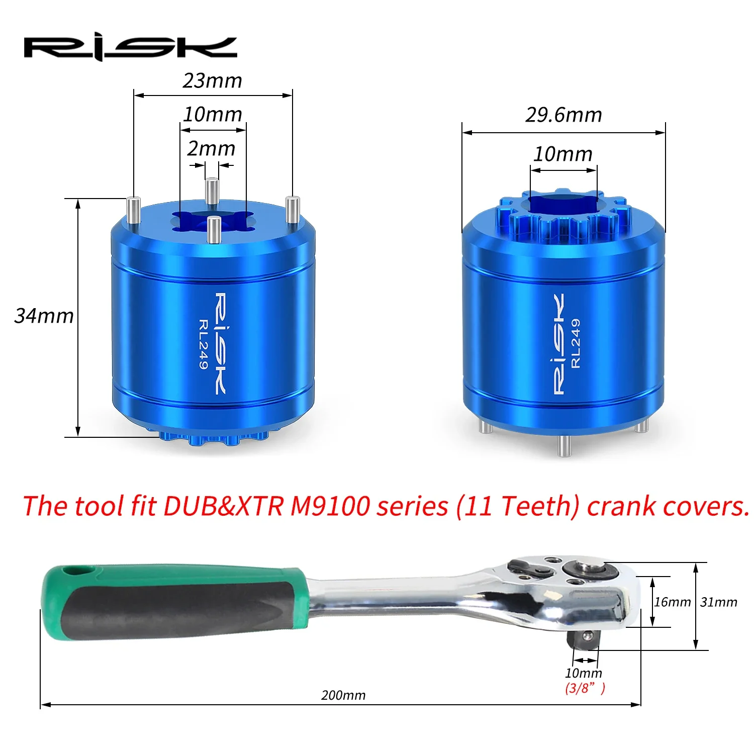 RISK Bike 2-in-1 Crank Cover Removal Tool Bicycle Crankset Cap Remover Extractor Installation for DUB 11T XTR M9100