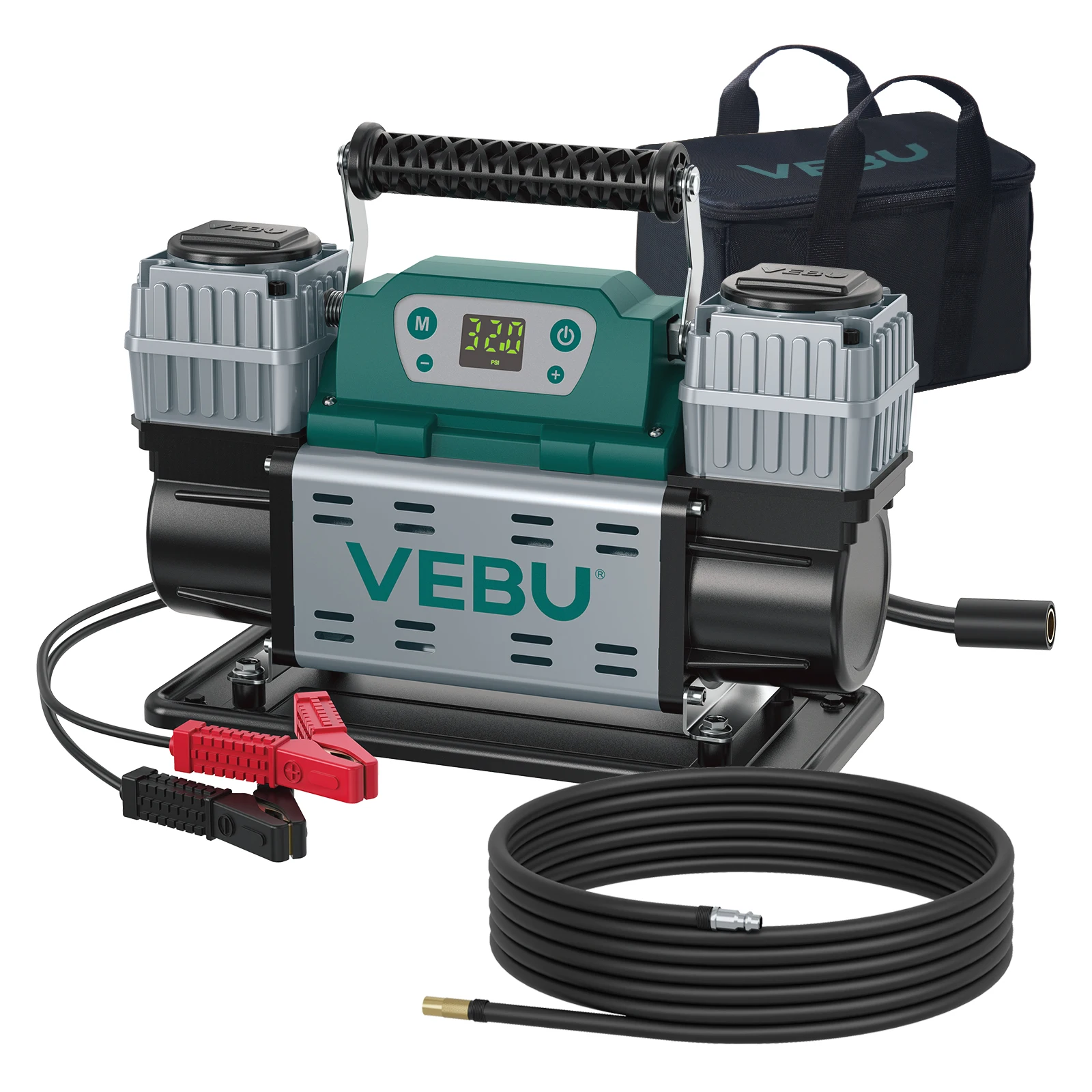 VEBU 12V Portable Air Compressor 150PSI Tire Inflator with Auto Shut Off Digital Display & Preset for Tire Pressure Monitoring