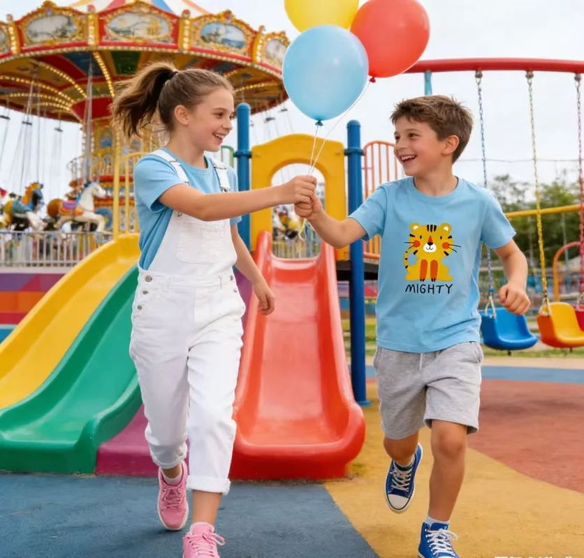 

Детская футболка с принтом тигра из чистого хлопка, детский топ с круглым вырезом, футболка с короткими рукавами для родителей и детей