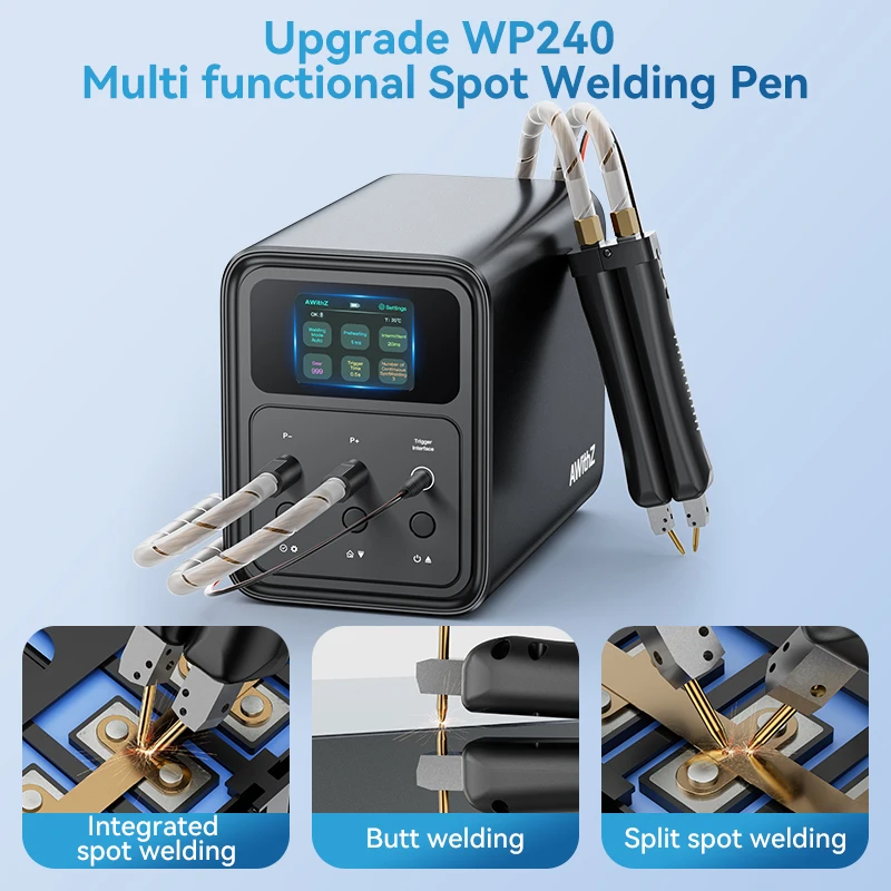آلة لحام محمولة جديدة من Awithz، شاشة LED قابلة للتعديل، بطارية لحام البقعة للمعادن 1.5/2 مم
