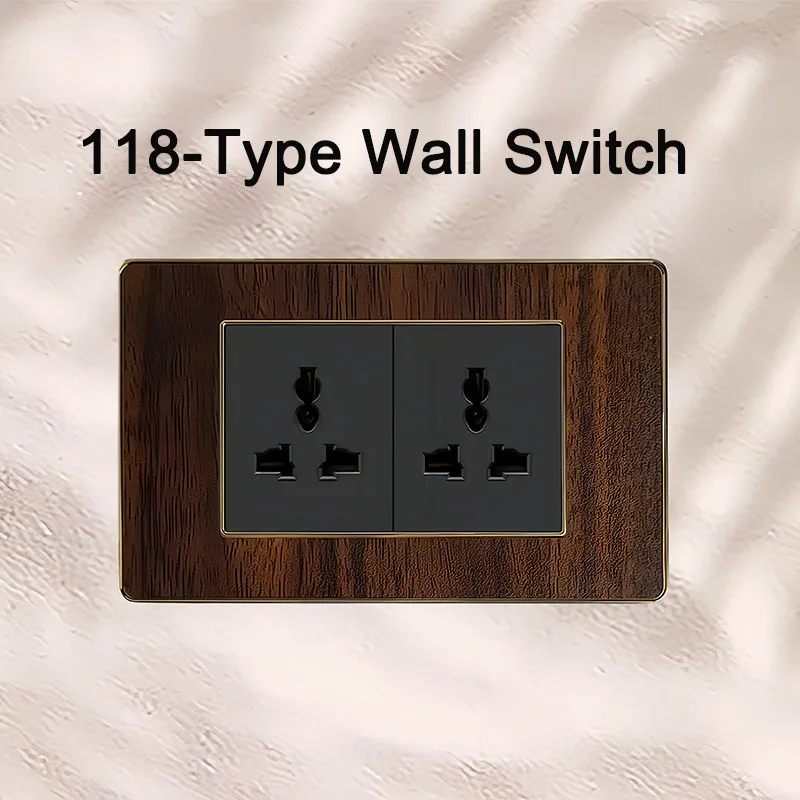 

118 Type Wall Switch Italian Standard Black Retro Wood Grain Plastic Spray-Painted Panel,Home Wall Plate Electrical Outlet